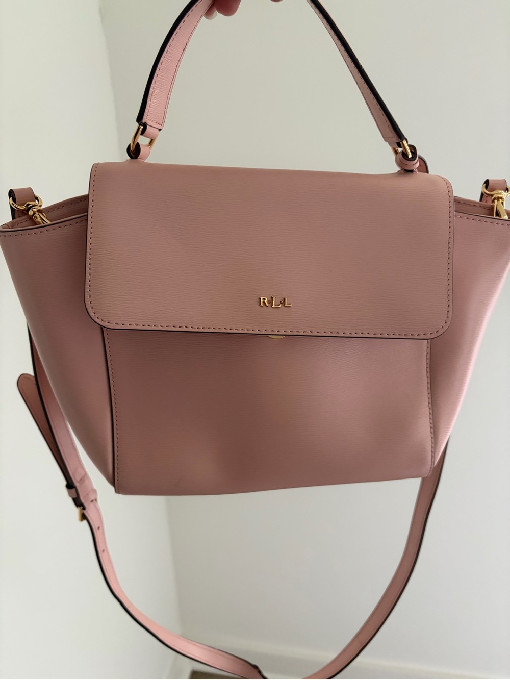 Ralph Lauren Blush Pink Leather Top-Handle Shoulder Bag